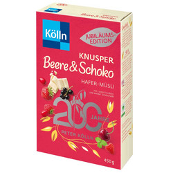 Видове Бял Kölln Мюсли с червени плодове и хрупкав бял шоколад 450 гр
